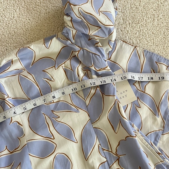 A New Day Blue and Cream Cottagecore Leaf Print Midi Dress Bohemian - Picture 10 of 10